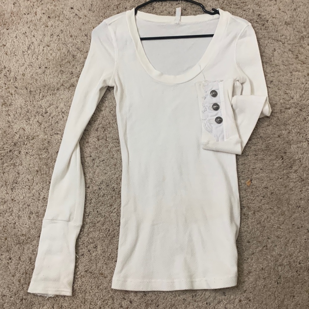 Free People Long Sleeve Tee with Buttons